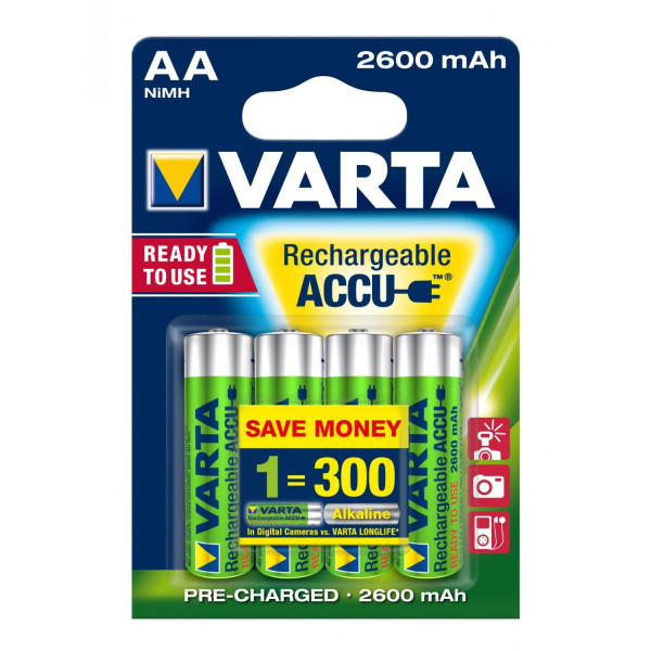 Аккумулятор VARTA RECHARGEABLE ACCU AA 2600mAh BLI 4 NI-MH (READY 2 USE)